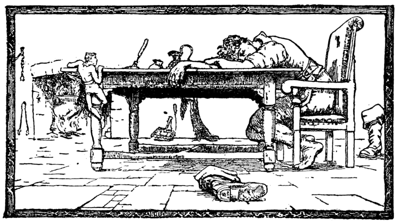 《巨人厨房里的杰克》，选自《英国童话》(约瑟夫·雅各布斯，1890)来源https://commons.wikimedia.org/wiki/File:Page_59_illustration_in_English_Fairy_Tales.png